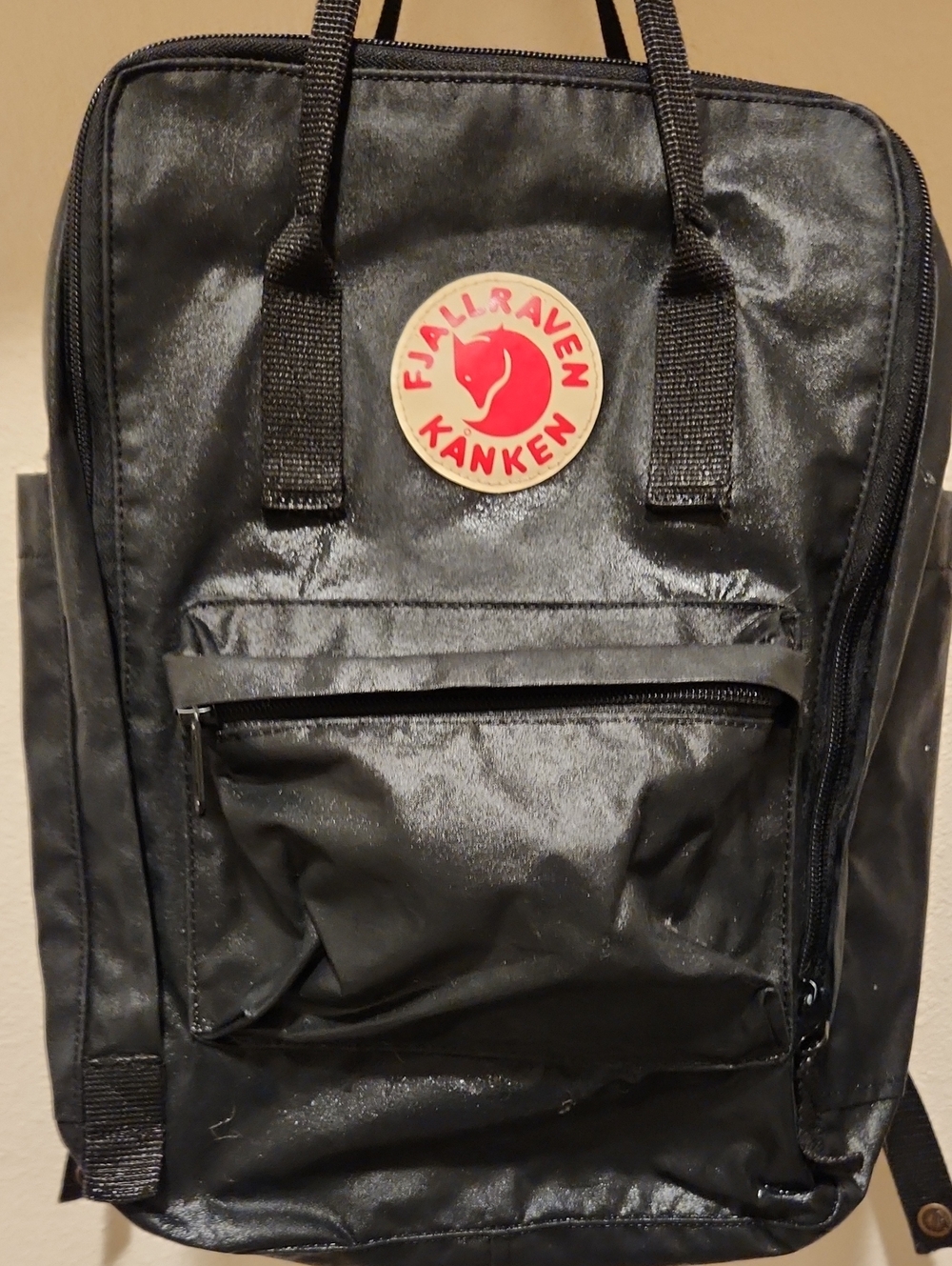 Fjallraven Kanken Black Backpack with Red Logo